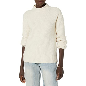 Goodthreads Women's Boucle Shaker Stitch Balloon-Sleeve Sweater - Cozy and Chic for All Occasions