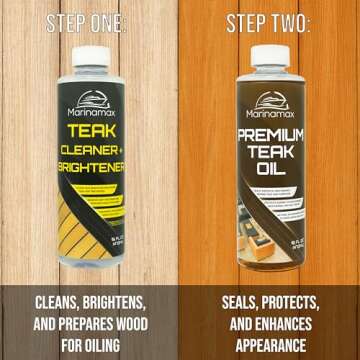 Premium Teak Oil 16 Oz | Wood Oil, Preserver, Stain, Sealer, and Protector | Great for Teak Furniture and Boat and Marine Interior Teak Wood