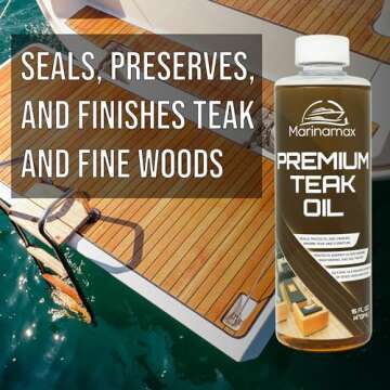 Premium Teak Oil 16 Oz | Wood Oil, Preserver, Stain, Sealer, and Protector | Great for Teak Furniture and Boat and Marine Interior Teak Wood