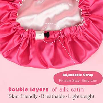 YANIBEST Baby Satin Bonnet Sleep Cap - Double Layer Reversible Adjustable Silky Satin Cap for Infant...