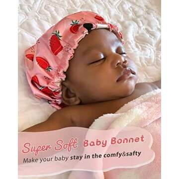YANIBEST Baby Satin Bonnet Sleep Cap - Double Layer Reversible Adjustable Silky Satin Cap for Infant Toddler(6-36 Months,Hot Pink)