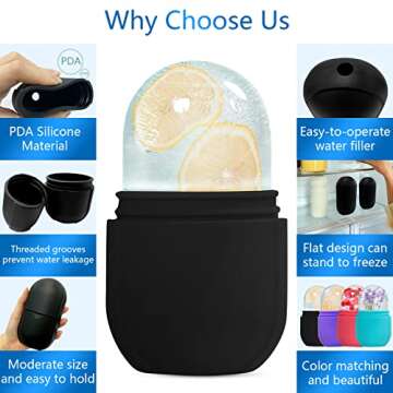 PASNOWFU Ice Cube Face Roller, Eyes and Neck, Brighten Skin & Enhance Your Natural Glow, Reusable Facial Treatment, Ice Cube Roller to Tighten Skin & De-Puff Eye Area, Cryotherapy for Face Ice(Black)