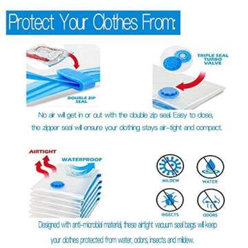 Space Saver Vacuum Compression Bags for Travel & Home Storage