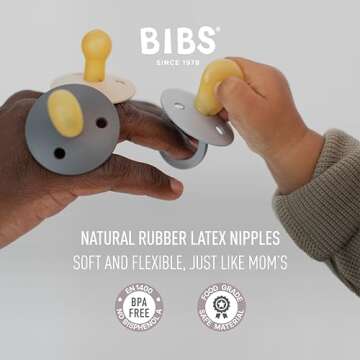 BIBS Pacifiers 0-6 Months | 3-Pack Soothers | BPA-Free Symmetrical Nipple | Made in Denmark | Ivory Try-It Collection (Baby Blue)