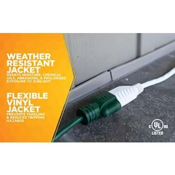 Woods 20Ft Light Duty Extension Cord for Outdoor Use