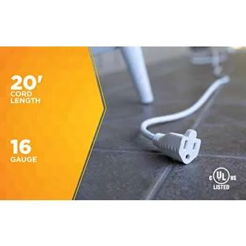 Woods 20Ft Light Duty Extension Cord for Outdoor Use