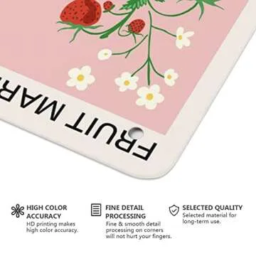 Loyience Fruit Market tin Sign, Strawberry Kitchen Art Print, Food Art,Pink Home Decor, Dining Room,Retro Signs Home Decoration Gifts for Mom,Dad and Friends Metal Tin Sign 5.5X8 Inch