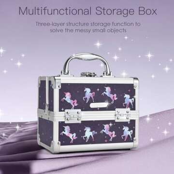 Joligrace Makeup Case for Girls Cosmetic Train Case Makeup Storage Box Jewelry Organizer Hair Access...