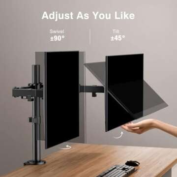 ErGear Dual Monitor Stand, Heavy Duty Adjustable Monitor Desk Mount for 2 Screens up to 32 Inches, Fully Adjustable Height, Tilt, Swivel, Rotate, Supports 17.6 lbs per Monitor Arm, Easy Installation