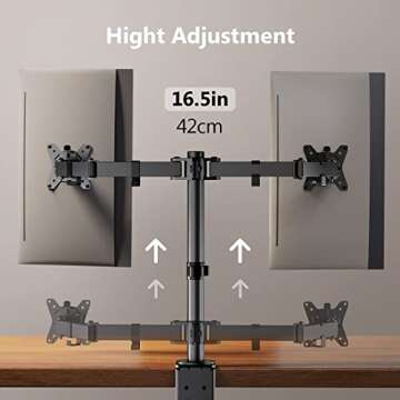 ErGear Dual Monitor Stand, Heavy Duty Adjustable Monitor Desk Mount for 2 Screens up to 32 Inches, Fully Adjustable Height, Tilt, Swivel, Rotate, Supports 17.6 lbs per Monitor Arm, Easy Installation