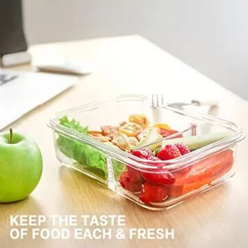 Bayco 10 Pack Glass Meal Prep Containers 2 Compartment, Glass Food Storage Containers with Lids, Airtight Glass Lunch Bento Boxes, BPA-Free & Leak Proof (10 lids & 10 Containers) - Pink