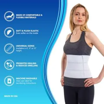 NYOrtho Abdominal Binder Lower Waist Support Belt - Compression Wrap - Men - Women MADE IN USA (30" - 45") 3 Panel - 9"