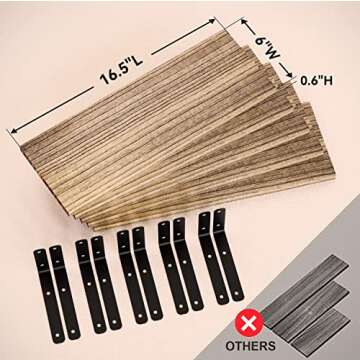 RICHER HOUSE Rustic Wood Shelves Set of 5, Farmhouse Style Floating Shelf for Wall Décor, Hanging Shelves for Bathroom, Bedroom, Storage, Kitchen, Living Room - Carbonized Black