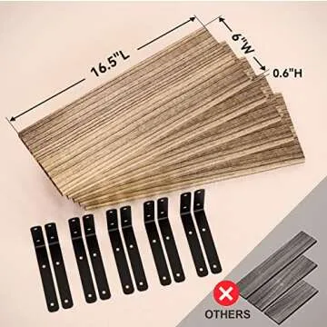 RICHER HOUSE Rustic Wood Shelves Set of 5, Farmhouse Style Floating Shelf for Wall Décor, Hanging Shelves for Bathroom, Bedroom, Storage, Kitchen, Living Room - Carbonized Black