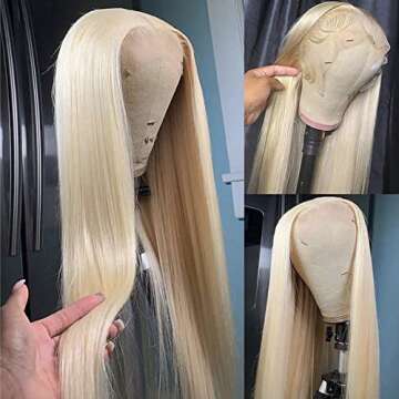 MISEFAIR 613 Blonde Human Hair Lace Front Wigs 28 Inch Brazilian Straight Lace Front Wig Human Hair Pre Plucked with Baby Hair Natural Hairline Middle Part 150% Density