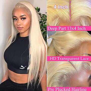 MISEFAIR 613 Blonde Human Hair Lace Front Wigs 28 Inch Brazilian Straight Lace Front Wig Human Hair Pre Plucked with Baby Hair Natural Hairline Middle Part 150% Density