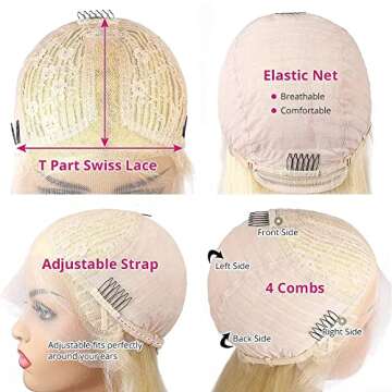 MISEFAIR 613 Blonde Human Hair Lace Front Wigs 28 Inch Brazilian Straight Lace Front Wig Human Hair Pre Plucked with Baby Hair Natural Hairline Middle Part 150% Density