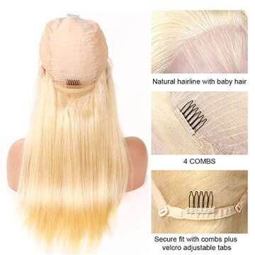 MISEFAIR 613 Blonde Human Hair Lace Front Wigs 28 Inch Brazilian Straight Lace Front Wig Human Hair Pre Plucked with Baby Hair Natural Hairline Middle Part 150% Density