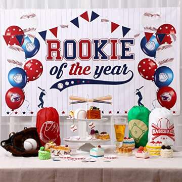Tudomro Baseball 1st Birthday Decorations Rookie of The Year Banner Large Hanging Sport Themed Party...