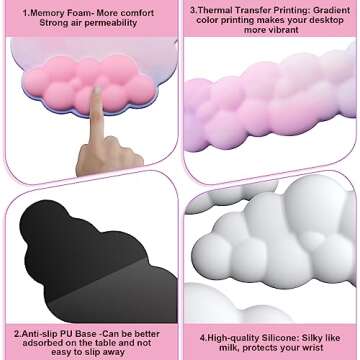 Ergonomic JieyueJewelry Cloud Wrist Rest Keyboard Set