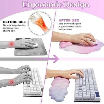 Ergonomic JieyueJewelry Cloud Wrist Rest Keyboard Set