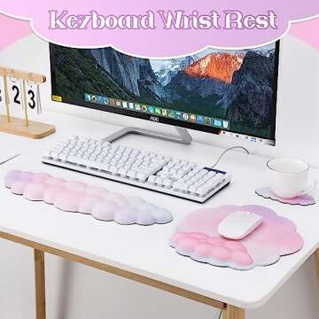 Ergonomic JieyueJewelry Cloud Wrist Rest Keyboard Set