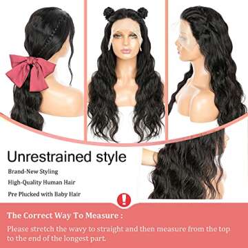 PAPYON 28 Inch Body Wave Lace Front Wigs Human Hair Pre Plucked 13×4 Body Wave Glueless Lace Frontal Wig 150% Density with Baby hair Brazilian Virgin Human Hair Wigs for Women Natural Color