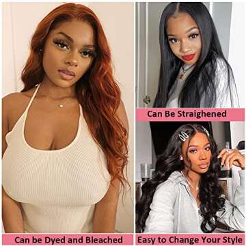 PAPYON 28 Inch Body Wave Lace Front Wigs Human Hair Pre Plucked 13×4 Body Wave Glueless Lace Frontal Wig 150% Density with Baby hair Brazilian Virgin Human Hair Wigs for Women Natural Color