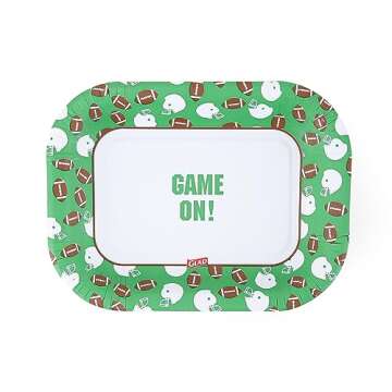 Glad Football Disposable Paper Snack Trays | Cut-Resistant, Microwaveable, Sports Themed Disposable Platters Game Day, Football for Kids and Adults | Paper Snack Tray, 25 Count Green