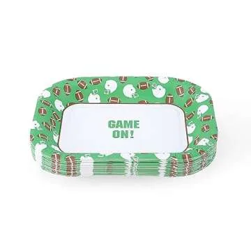 Glad Football Disposable Paper Snack Trays | Cut-Resistant, Microwaveable, Sports Themed Disposable Platters Game Day, Football for Kids and Adults | Paper Snack Tray, 25 Count Green