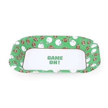 Glad Football Disposable Paper Snack Trays | Cut-Resistant, Microwaveable, Sports Themed Disposable Platters Game Day, Football for Kids and Adults | Paper Snack Tray, 25 Count Green