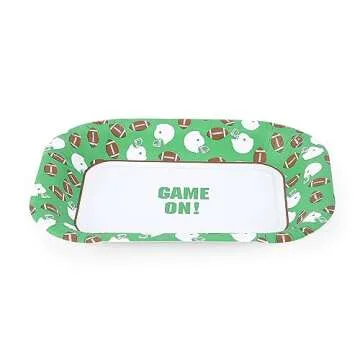 Glad Football Disposable Paper Snack Trays | Cut-Resistant, Microwaveable, Sports Themed Disposable Platters Game Day, Football for Kids and Adults | Paper Snack Tray, 25 Count Green
