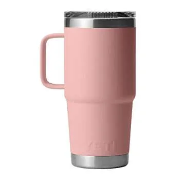 YETI Rambler 20 oz Travel Mug, Stainless Steel, Vacuum Insulated with Stronghold Lid, Sandstone Pink