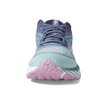 Mizuno Womens Wave Rider 27 Running Shoe, Blue Surf-Snow White, 8