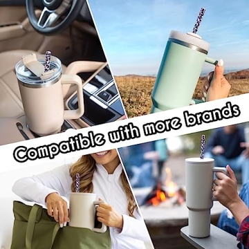 AIERSA Leopard Replacement Straws for Stanley Tumblers