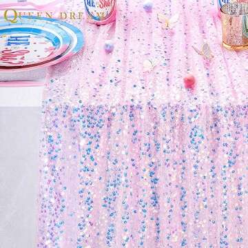 Pink Table Runner 10FT Glitter Iridescent Sequin Table Runner 25x120 Inches for Bridal Baby Shower Girls Birthday Party Sweetheart Table Decorations