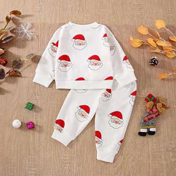 Toddler Newborn Baby Boys Girls Christmas Outfits Santa Long Sleeve Sweatshirts and Long Pants 2Pcs ...