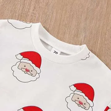 Toddler Newborn Baby Boys Girls Christmas Outfits Santa Long Sleeve Sweatshirts and Long Pants 2Pcs Clothes Set (K-White, 18-24 Months)