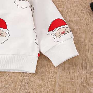 Toddler Newborn Baby Boys Girls Christmas Outfits Santa Long Sleeve Sweatshirts and Long Pants 2Pcs Clothes Set (K-White, 18-24 Months)