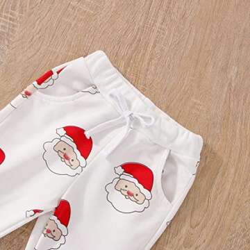 Toddler Newborn Baby Boys Girls Christmas Outfits Santa Long Sleeve Sweatshirts and Long Pants 2Pcs Clothes Set (K-White, 18-24 Months)