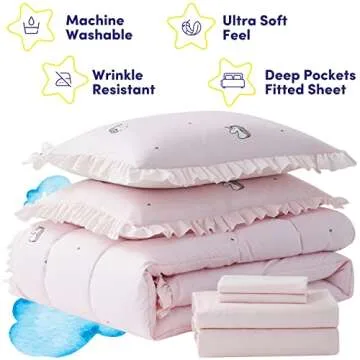 Kids Bedding Set Bed in a Bag - Rainbow Unicorn Design