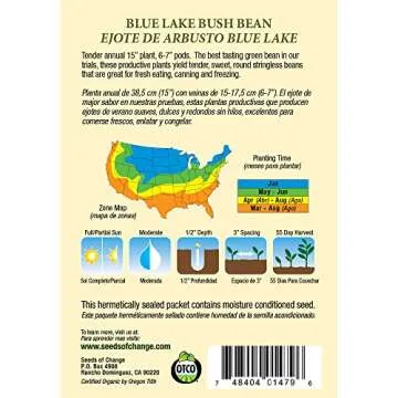 Seeds of Change 1479 Organic Blue Lake Bush Bean Seeds - Grow Fresh, Sustainable Produce