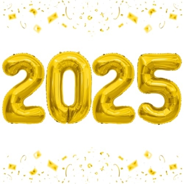 40 Inch Gold Foil 2025 Balloons for New Year's and Birthday Celebrations