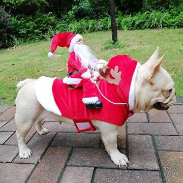 BWOGUE Santa Dog Costume Christmas Pet Clothes Santa Claus Riding Pet Cosplay Costumes Party Dressin...