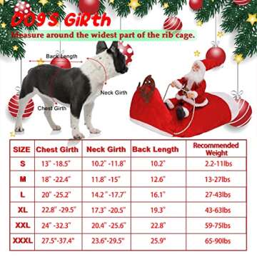 BWOGUE Santa Dog Costume Christmas Pet Clothes Santa Claus Riding Pet Cosplay Costumes Party Dressing up Dogs Cats Outfit for Small Medium Large Dogs Cats
