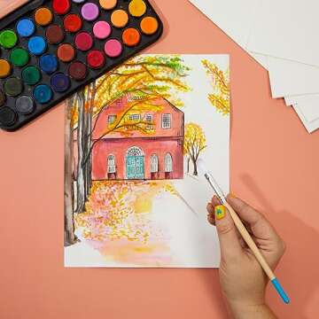 Bright Creations 100 Sheets Cold Press Watercolor Paper for Artists and Beginners - 8.5 x 11 in Pack...