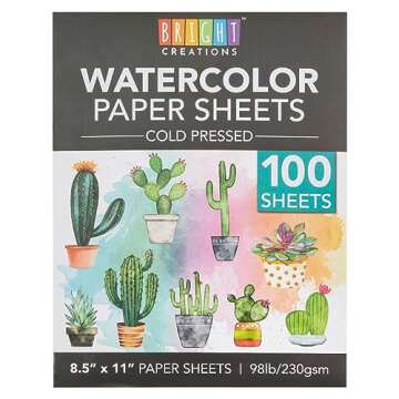 Bright Creations Watercolor Paper - 100 Sheets 8.5 x 11