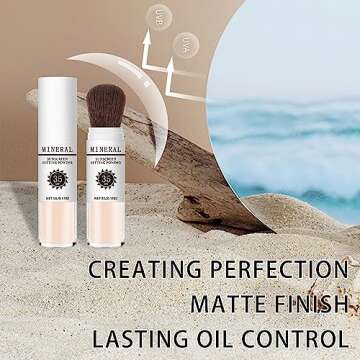 Sunscreen Setting Powder SPF 35, Mineral Brush Powder, Oil Control Natural Matte Finish Loose Powder Translucent Lasting Lightweight Breathable for All Skin (#01 Translucent)