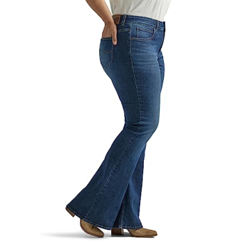 Lee Women's Plus Size Mid Rise Flare Jean Comfort & Style