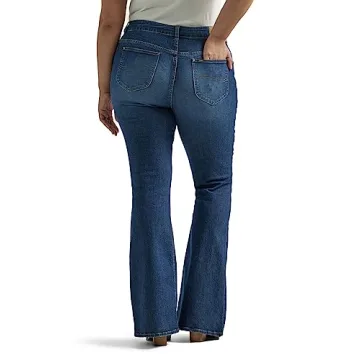 Lee Women's Plus Size Mid Rise Flare Jean Comfort & Style
